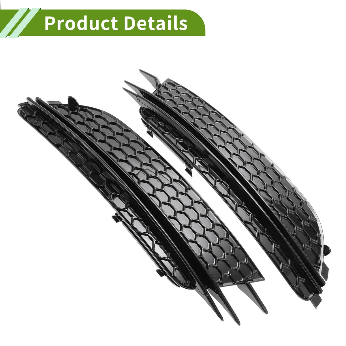 1 Pair Front Fog Light Grill for Audi A6 C7 (2012–2015) No. 4G0807681F Black