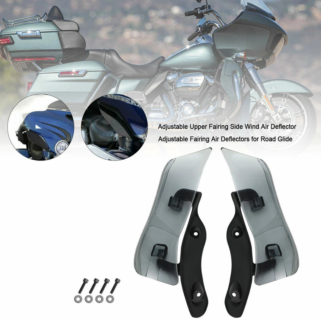 Adjustable Upper Fairing Side Wind Air Deflector for Road Glide (2015–2020) Smoke T9