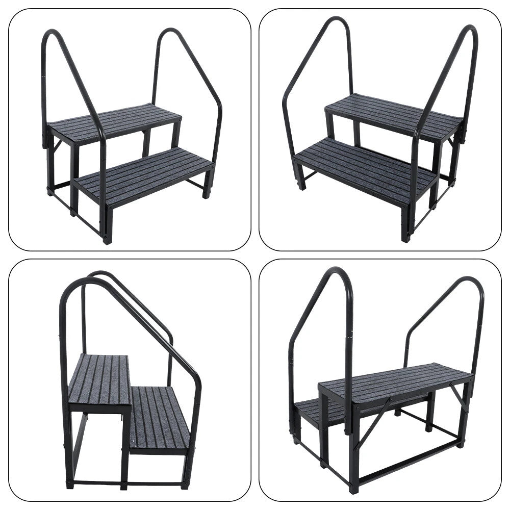 2 Step RV Stairs for RVs (660 lbs Load Capacity) with Handrail