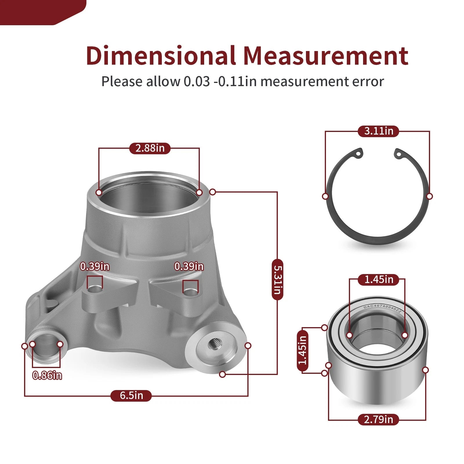 2 Rear Wheel Bearing Carrier & Bearing for Polaris Sportsman 400 450 500 570 800 (2000–2023)