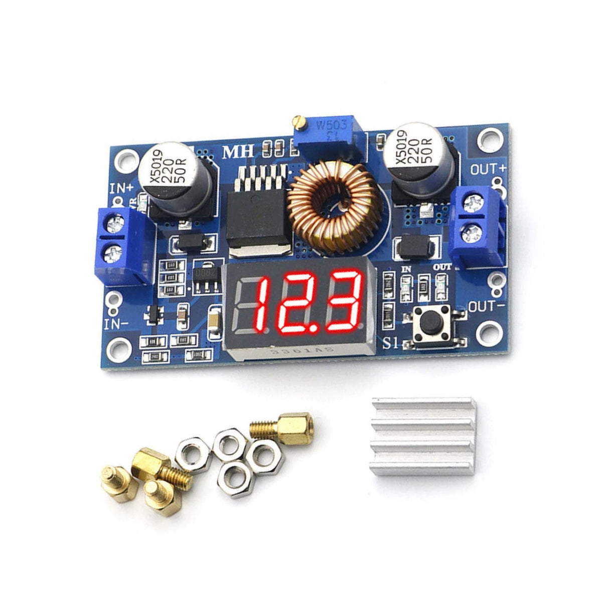 4V-38V Voltmeter Heatsink Standoffs DC-DC Step Down 5A Adjustable