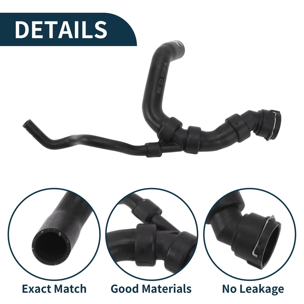 Radiator Hose Water Pipes for Audi A4 (1994–2000) No. 8D0121101AF Plastic Black