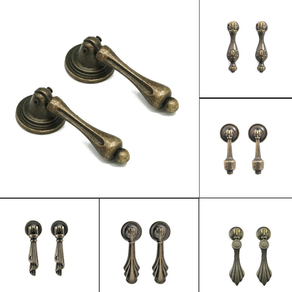 2/5/10Pc Antique Bronze Door Drop Pull Handle Retro Cabinet Cupboard Drawer Knob