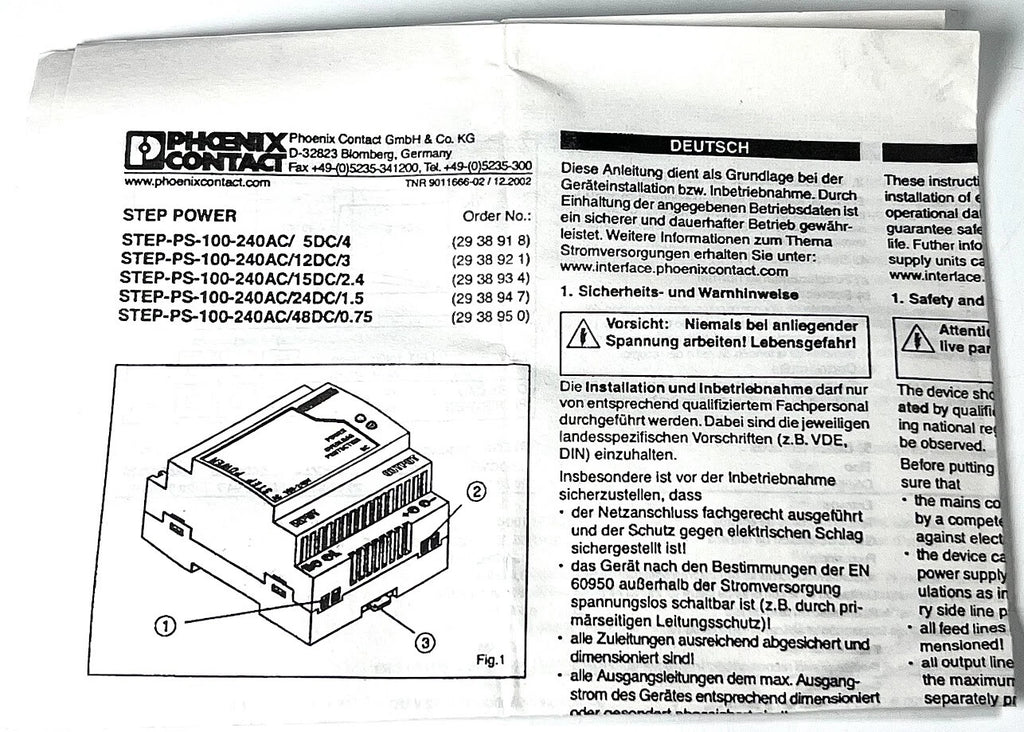 STEP Power Supply for Phoenix Contact (100-240AC/12DC/3)