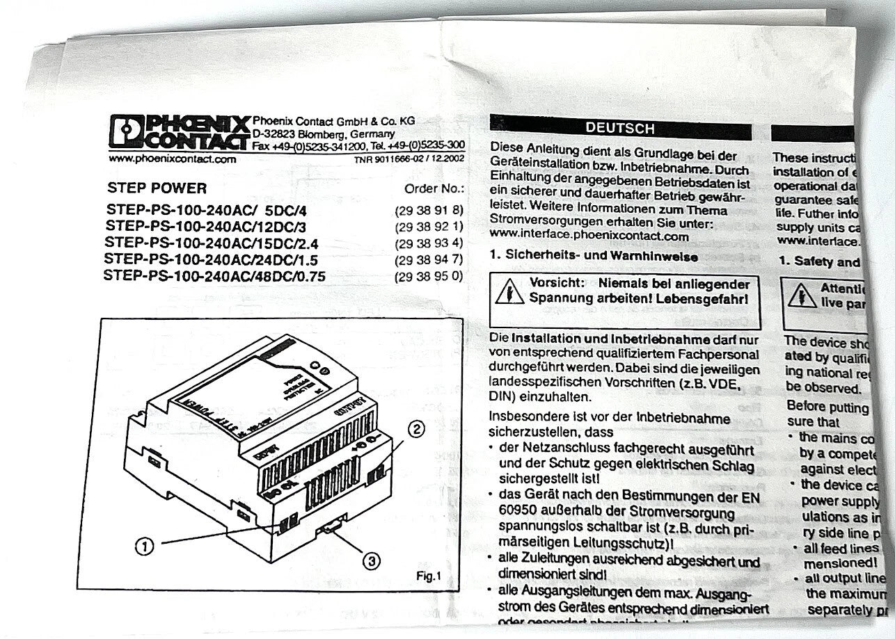 STEP Power Supply for Phoenix Contact (100-240AC/12DC/3)
