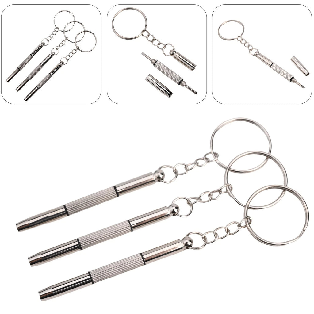 Eyeglass Screwdriver Kit with Keyring - Cross & Flat Head Tool