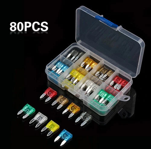 80Pcs Assorted Blade Fuses 2A-30A for Universal Automotive Use