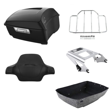 Matte Black King Trunk Backrest Pad Mounting Rack for Harley Touring (2009–2013)