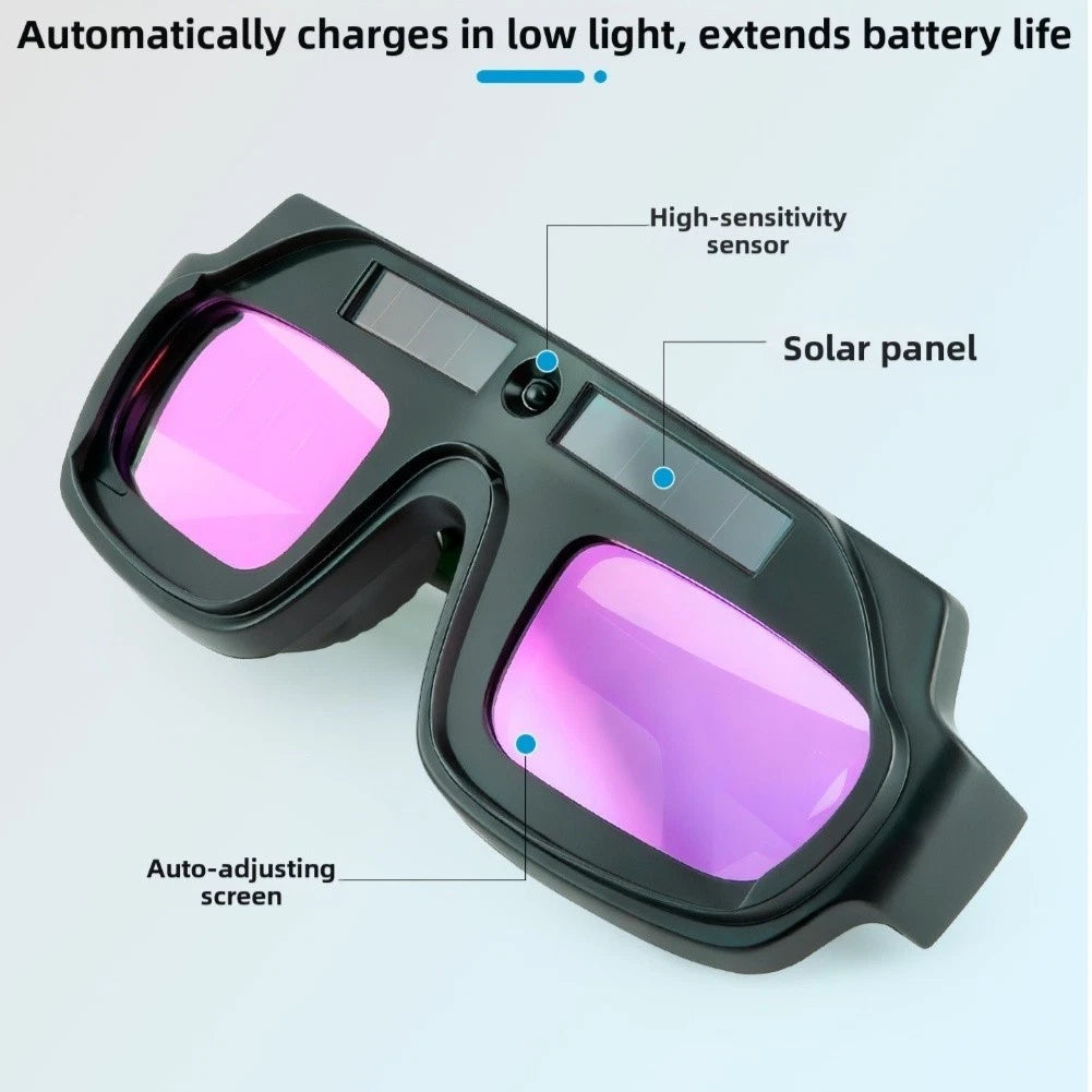 Auto Dimming Welding Glasses with Solar Charging and Protective Lenses