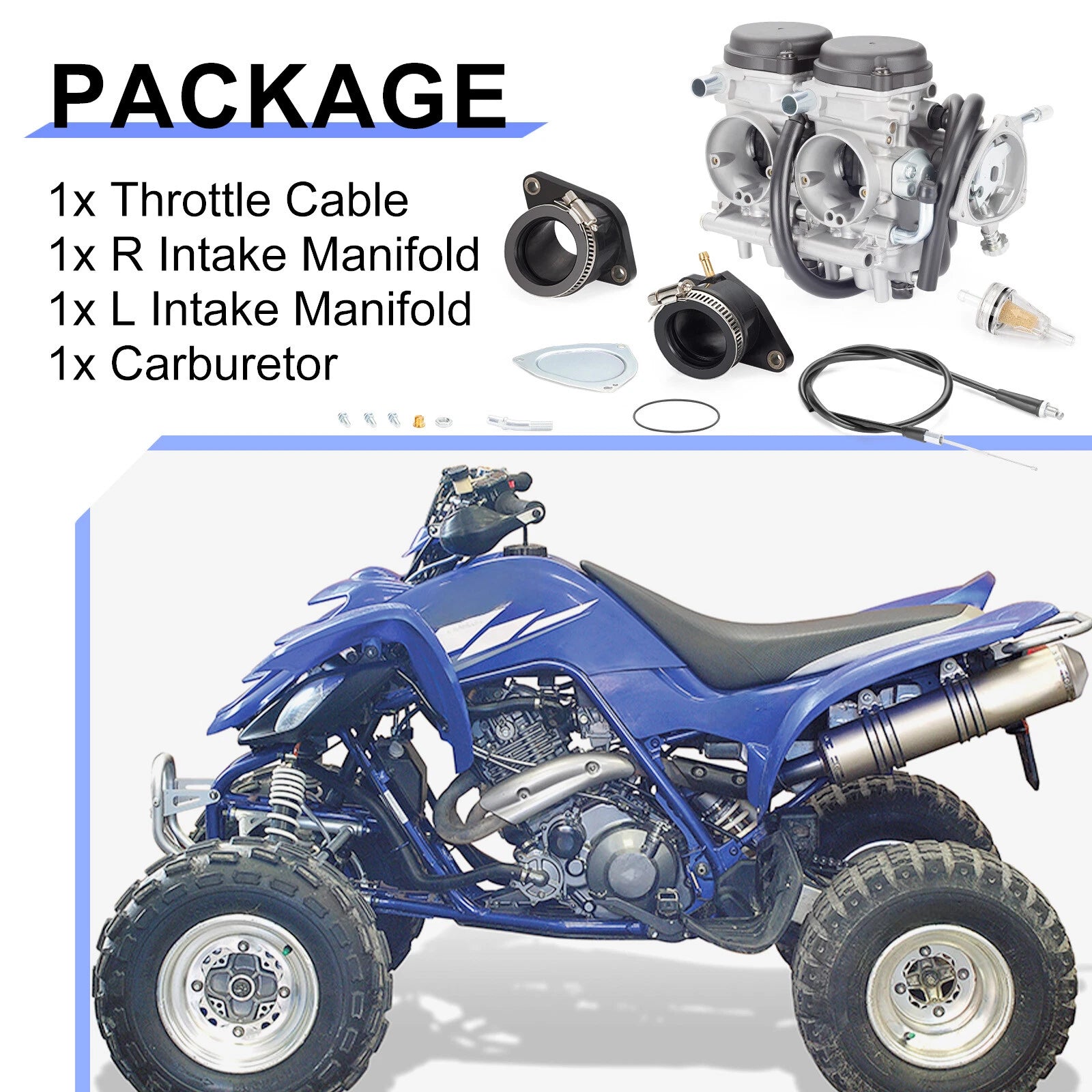 Carburetor Intake Manifold + Throttle Cable for Yamaha Raptor 660 (2001–2005)
