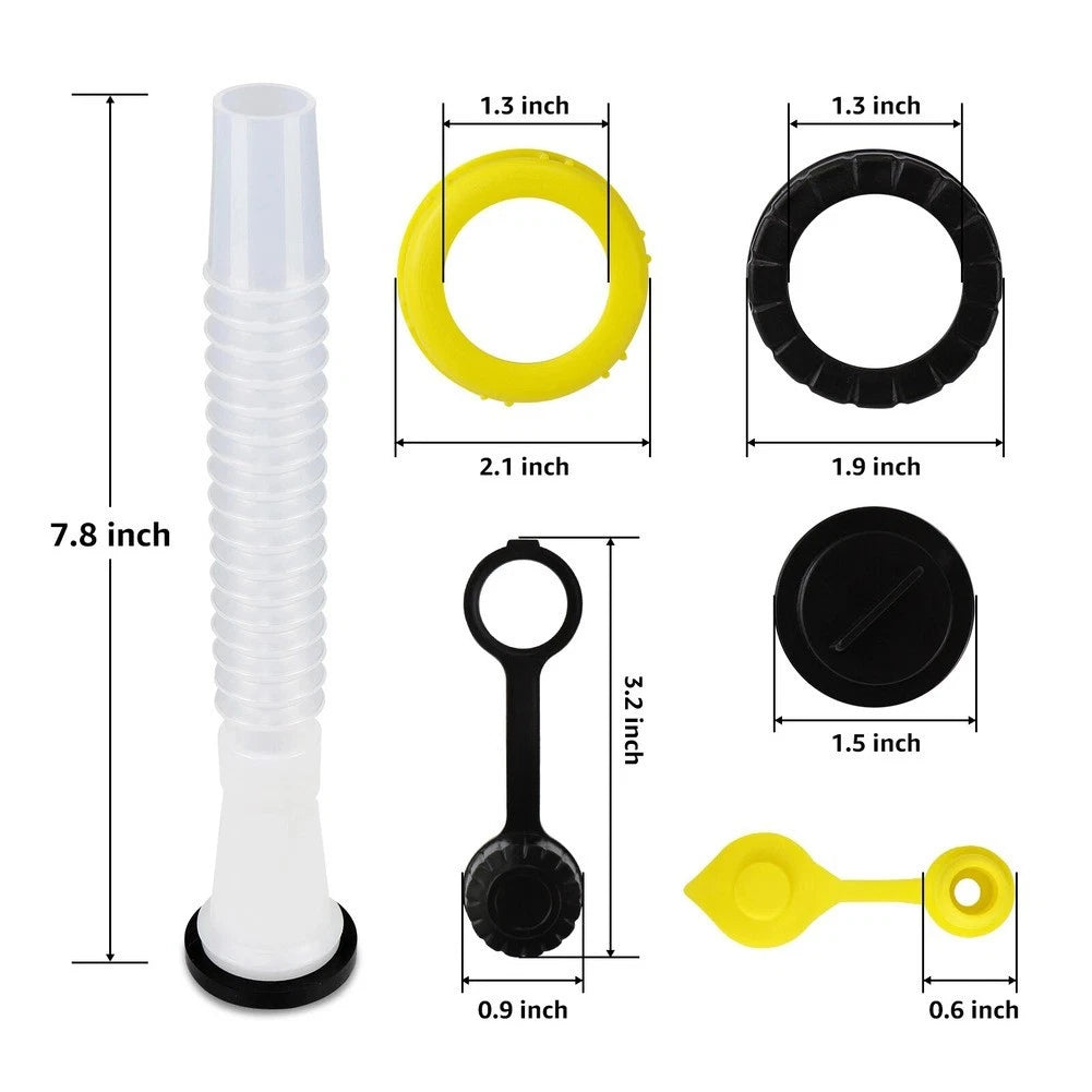 3 Pieces Gas Can Spout Replacement with Hex Nut and Secure Fit Design