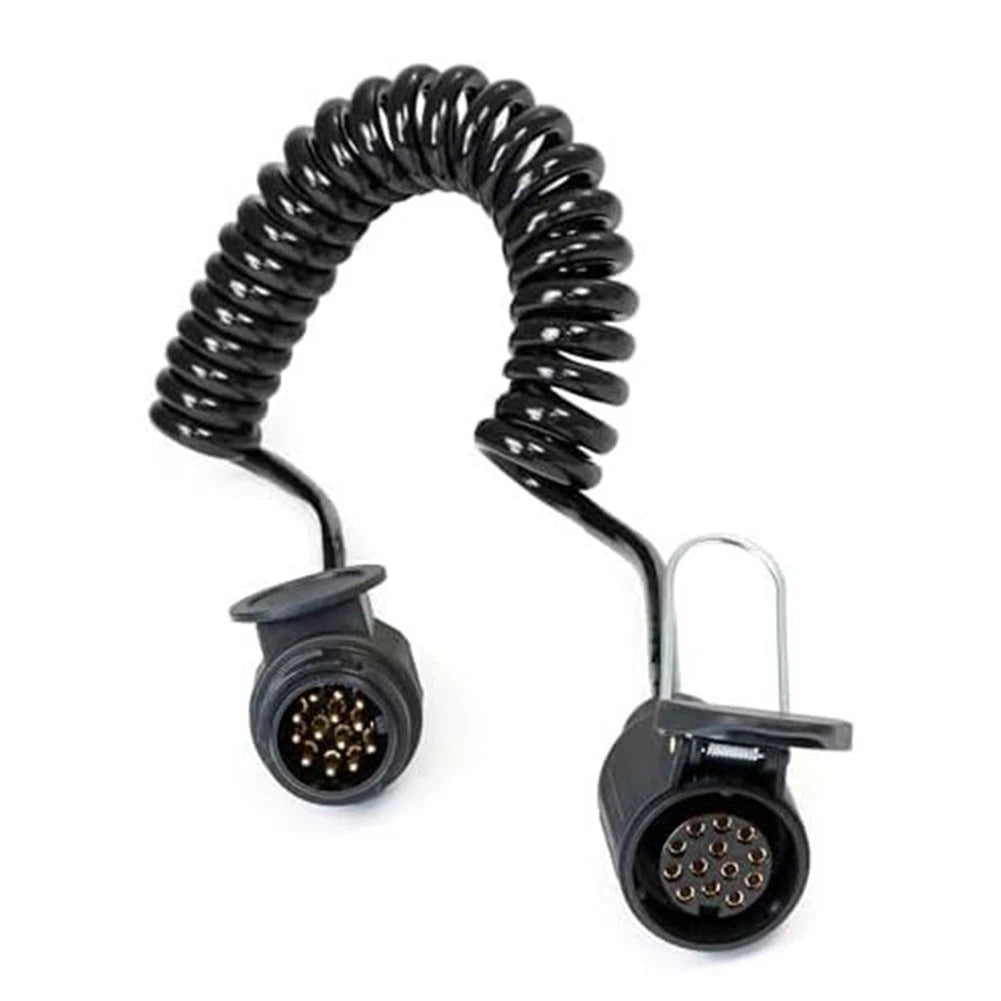 3 Meter 13 Pin Coiled Trailer Cable with Plastic Socket for Trailer Wiring