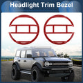 1 Pair Headlight Trim Bezel for Ford Bronco (2021–2024) Red