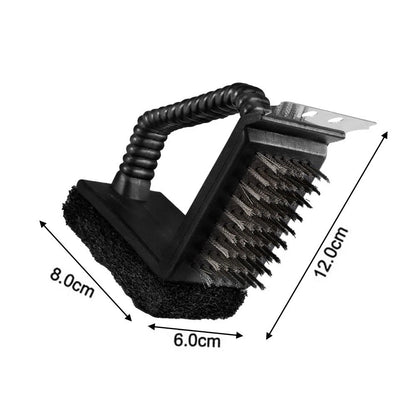 Solid Brass BBQ Grill Cleaning Brush with Ergonomic Handle