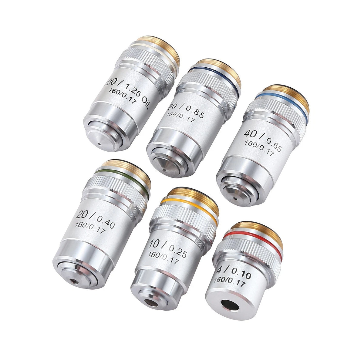 4X/10X/20X/40X/60X/100X Microscope Objective Lens Set
