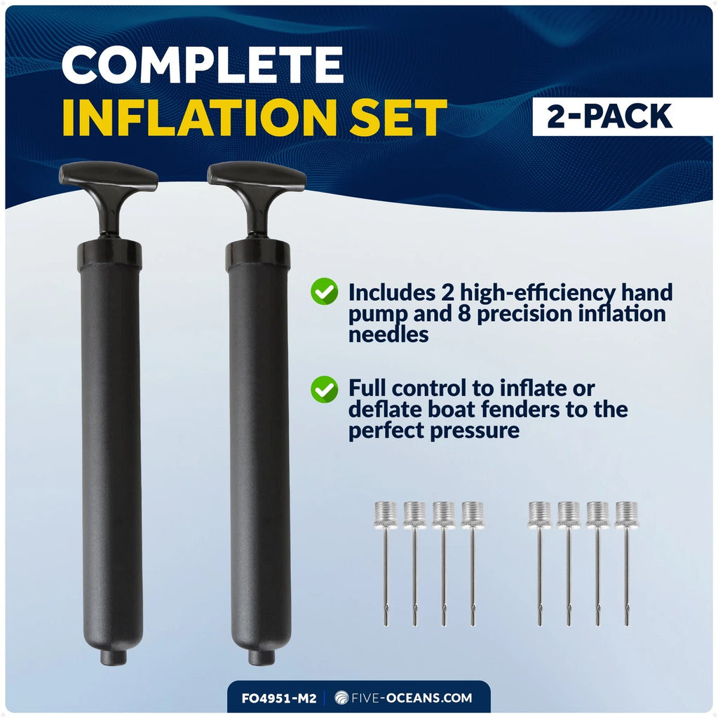 2-Pack Inflator Pump Kit for Boat Fender (Includes 2 Hand Pumps & 8 Needles)