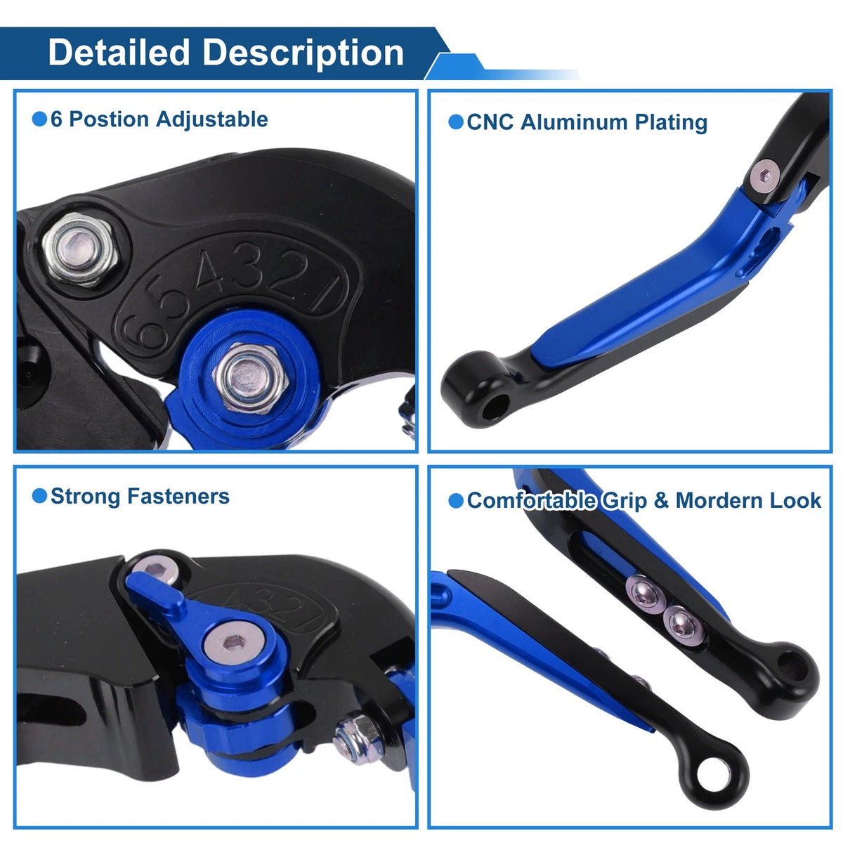 Brake Clutch Levers Set of 2 for Suzuki GSXR1000 (2009–2019) Black Blue Handle