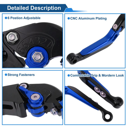 Brake Clutch Levers Set of 2 for Suzuki GSXR1000 (2009–2019) Black Blue Handle