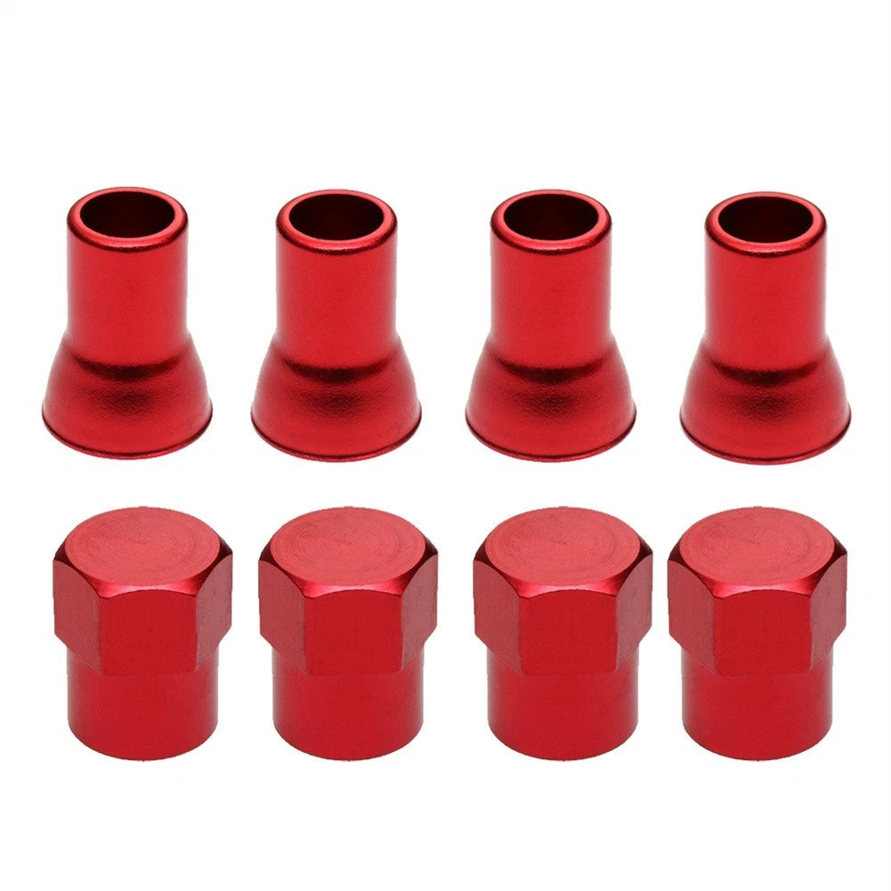 Set of 4 Red Stem Sleeves with Hex Cap for Spare Wheel