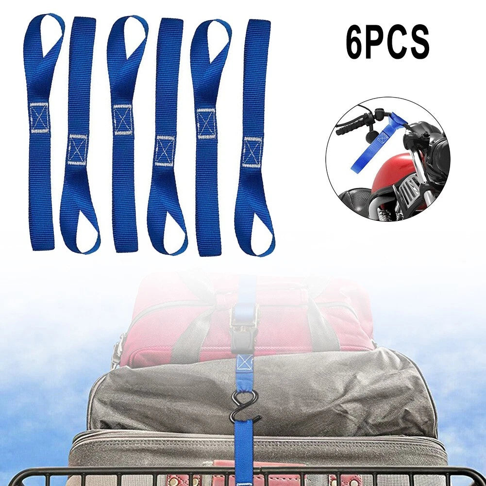 6x Blue Soft Loop Ratchet Luggage Strap Tie Down Straps Motorcycle Motorbike
