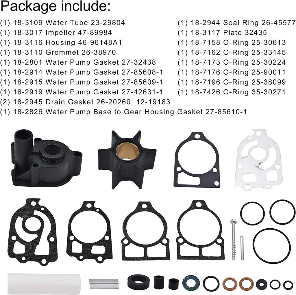 Water Pump Repair Kit for Mercury Outboards & MerCruiser 46-96148A8 (N/A)