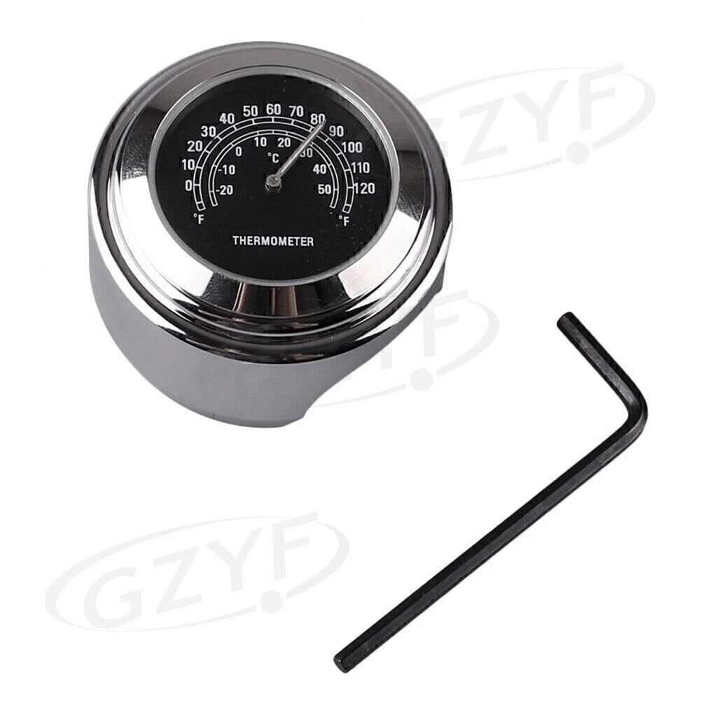 7/8" Motorcycle Handlebar Clock Thermometer Chrome Mount for UK Models