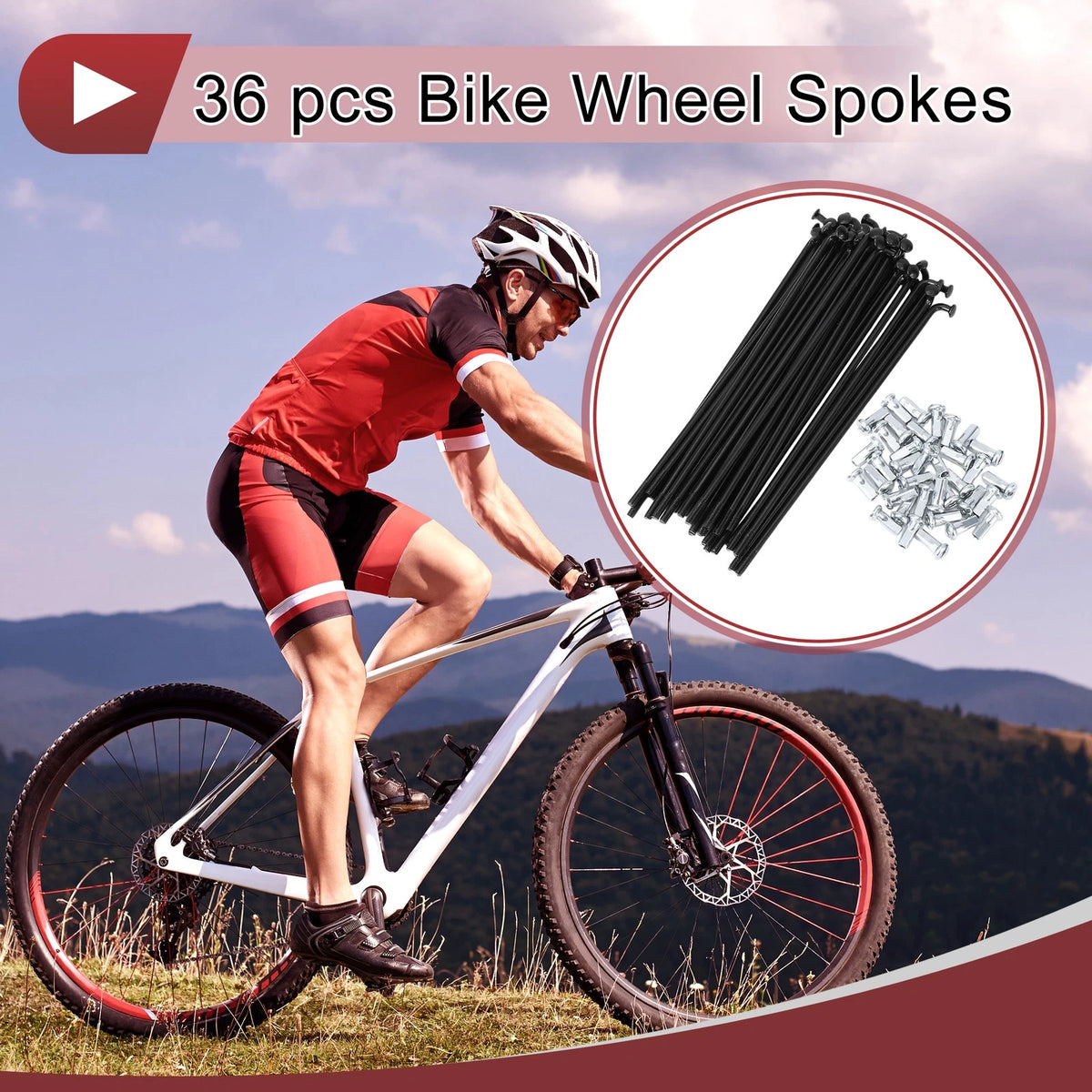 Bicycle Spokes Set 116mm 12G Steel Black for 36 Spoke Wheels (universal)