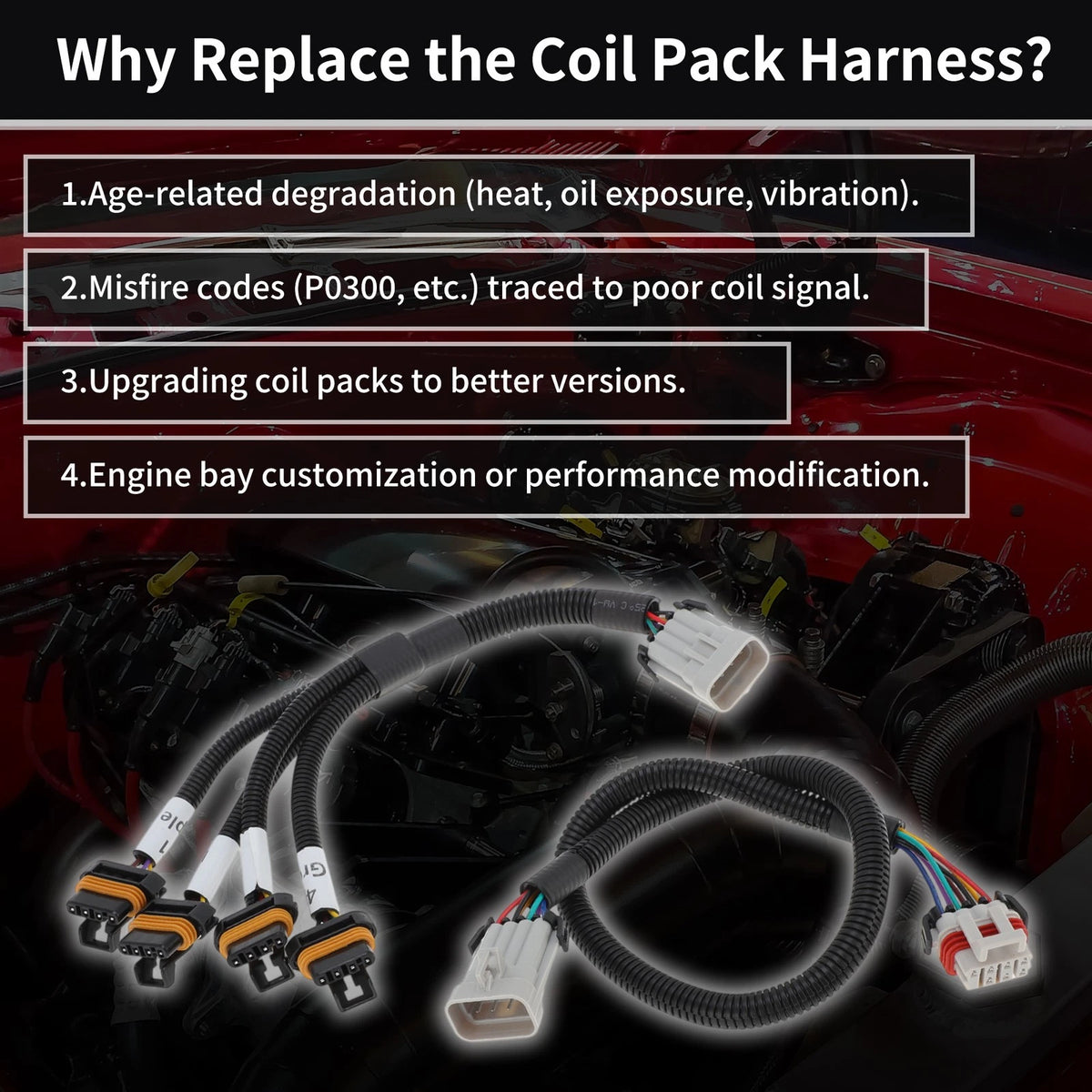 Ignition Relocation Coil Pack Harness Kit for Chevrolet Corvette C5 (1997–2004)
