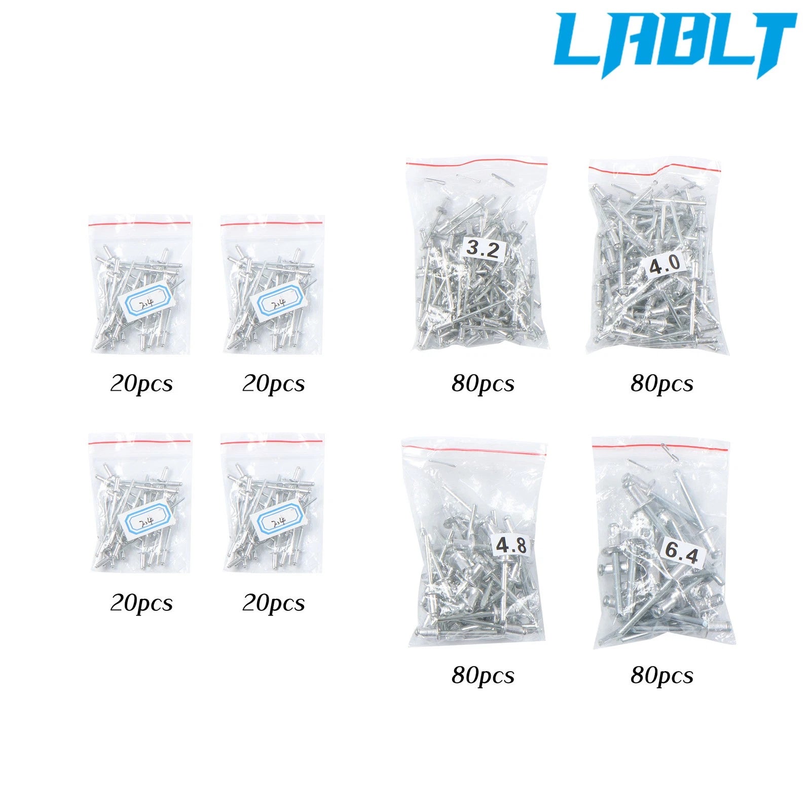 Riveting Gun Tool Set for LABLT (9.5") - 400 Rivets, 5 Size Heads
