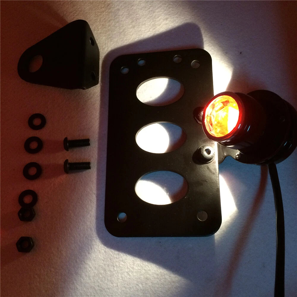 Round Side Mount Tail Light License Plate Bracket for Harley