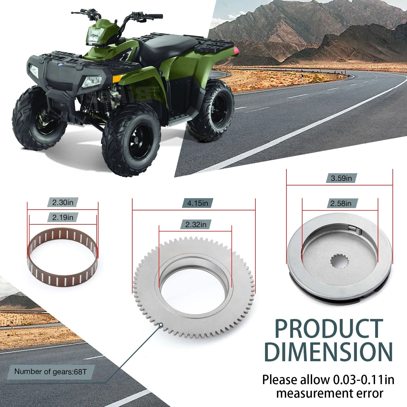 Starter Clutch W/Gear for Polaris Scrambler Predator Sportsman 90 (2001–2006) 0450176