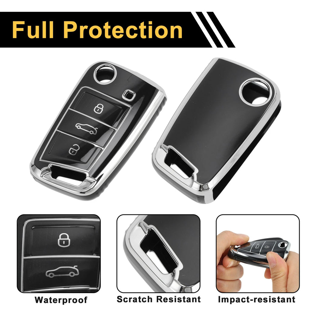 TPU Silicone Car Key Case for VW Golf 7 Variant (2013–2020) - 3 Buttons
