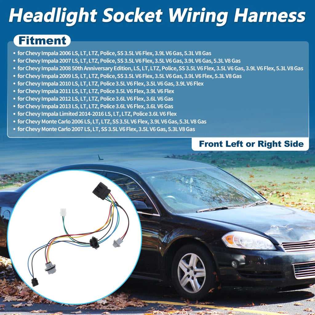 Head Light Bulb Socket Wiring Harness for Chevrolet Impala Monte Carlo (2000–2005)