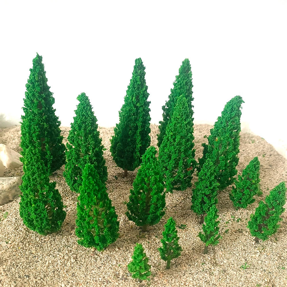 15X Mix Size Model Tree Scenery for Railroad Wargame Landscape Decor