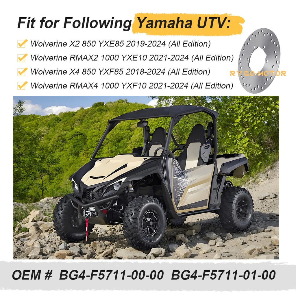 Parking Brake Disc Rotor for Yamaha Wolverine X2 X4 850 YXF85 YXE85 (2018–2024)