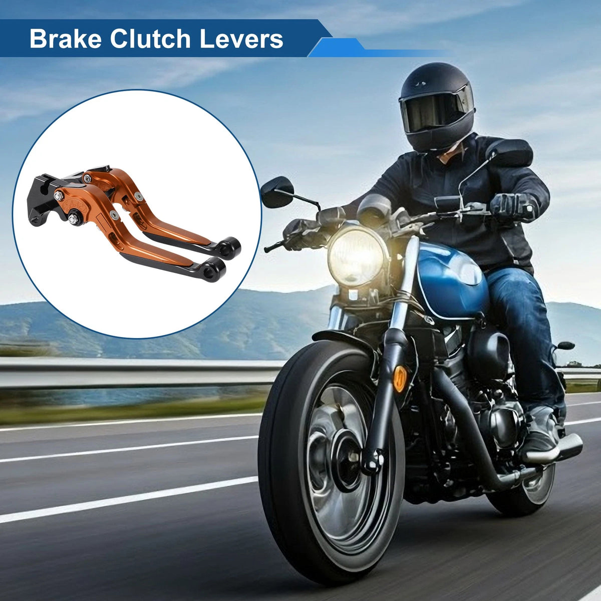 Adjustable Brake Clutch Lever Set for Yamaha MT125 (2014–2021) Orange Black
