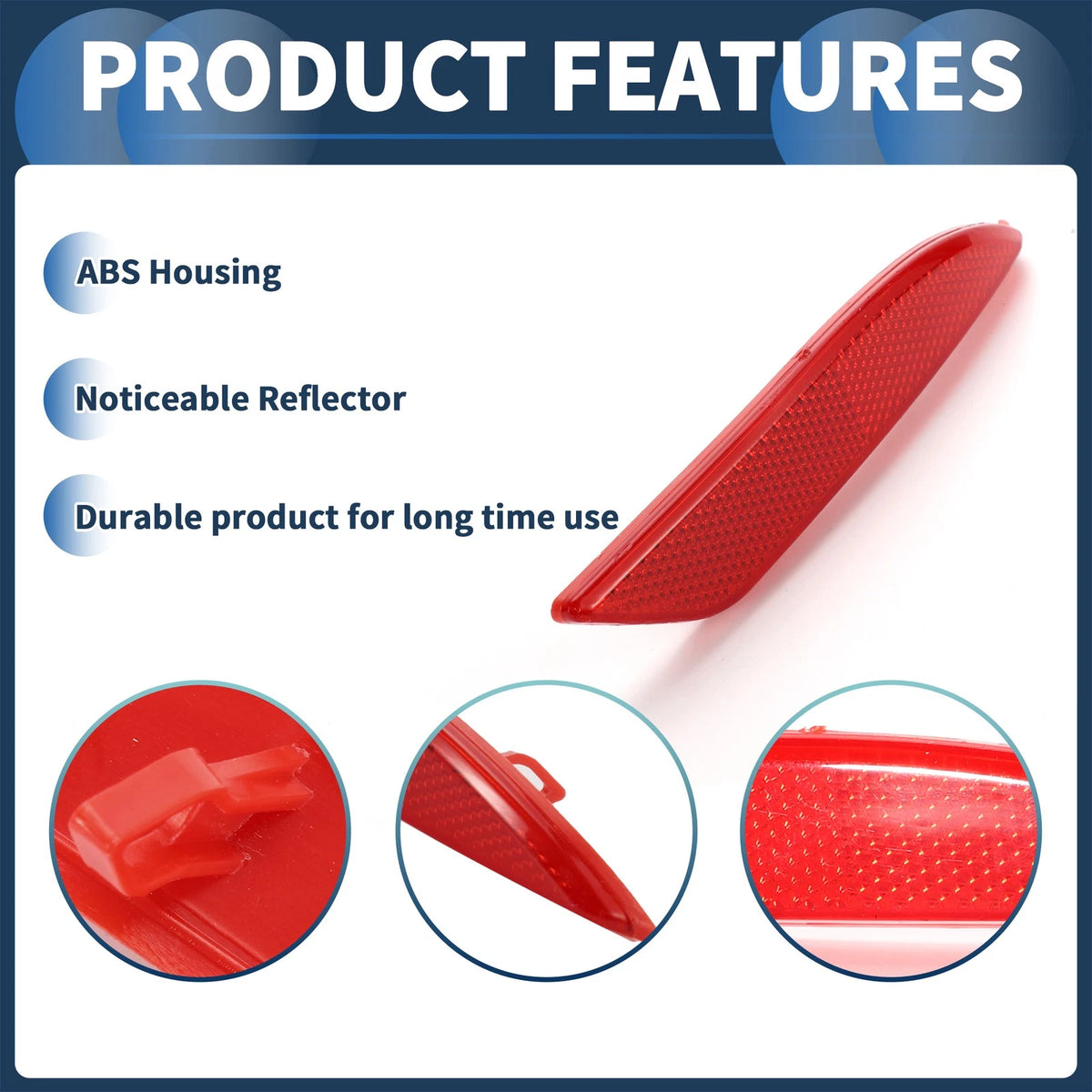 Bumper Reflector for Ford Fiesta Sedan (2009–2012) Red 1pc Rear Right