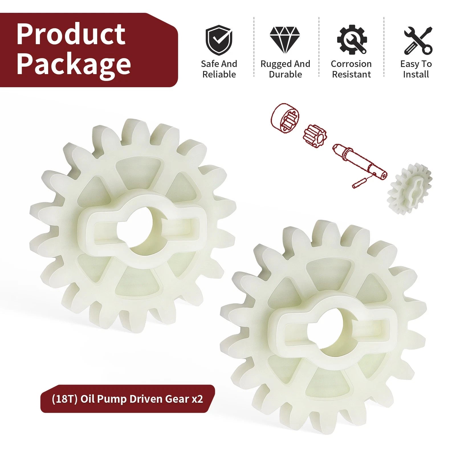2 Oil Pump Driven Gears for Honda CRF250R (2004–2009) CRF250X (2004–2017) 15133-KRN-670