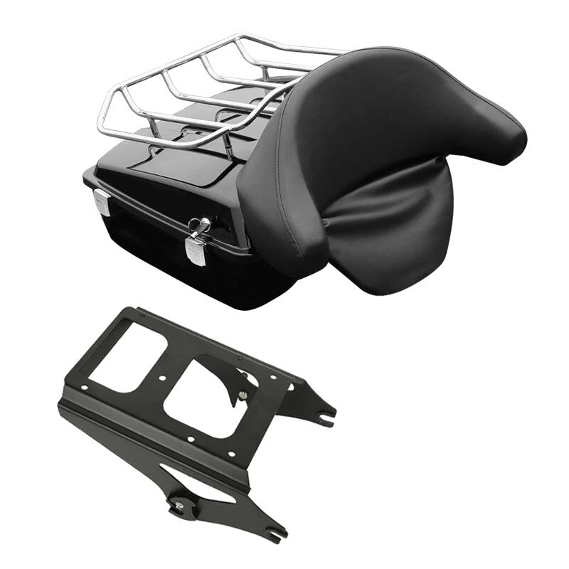Black Chopped Trunk Backrest with Mount Rack for Harley Touring (2009–2013)