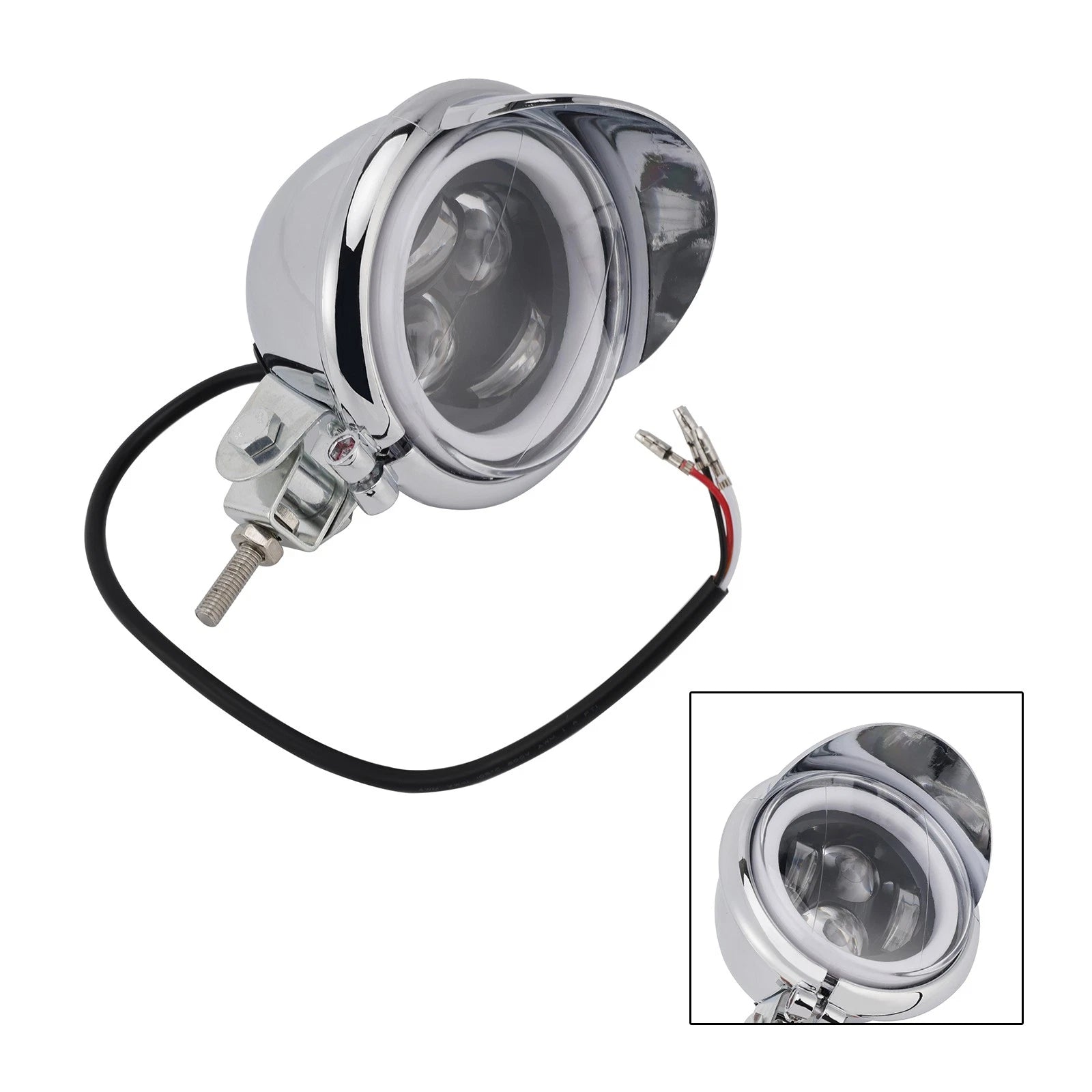 Headlight Lamp for Motorcycle (Universal, Chrome)