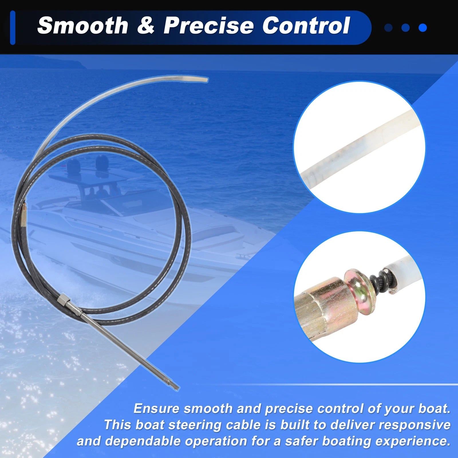 M66X10 Steering Control Cable for Marine Boat (10 ft)