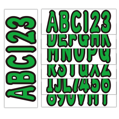 Set of 4 Green Decals for Boat Registration A-Z & 0-9