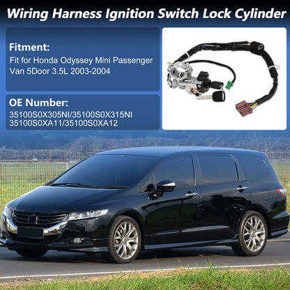 Ignition Lock Cylinder Switch W/2 Keys for Honda Odyssey (2003–2004) 35100S0X305NI