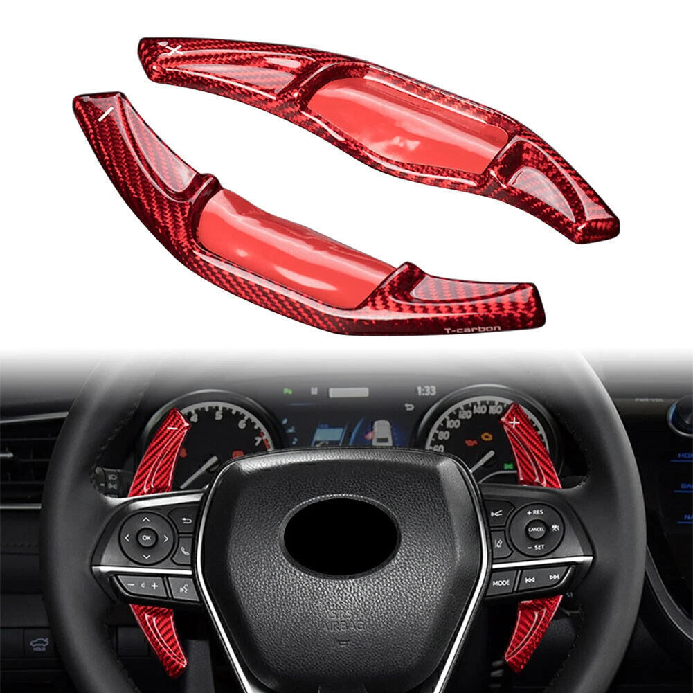 Carbon Steering Wheel Shift Paddle For Toyota Camry Corolla RAV4 2018-2020 Red