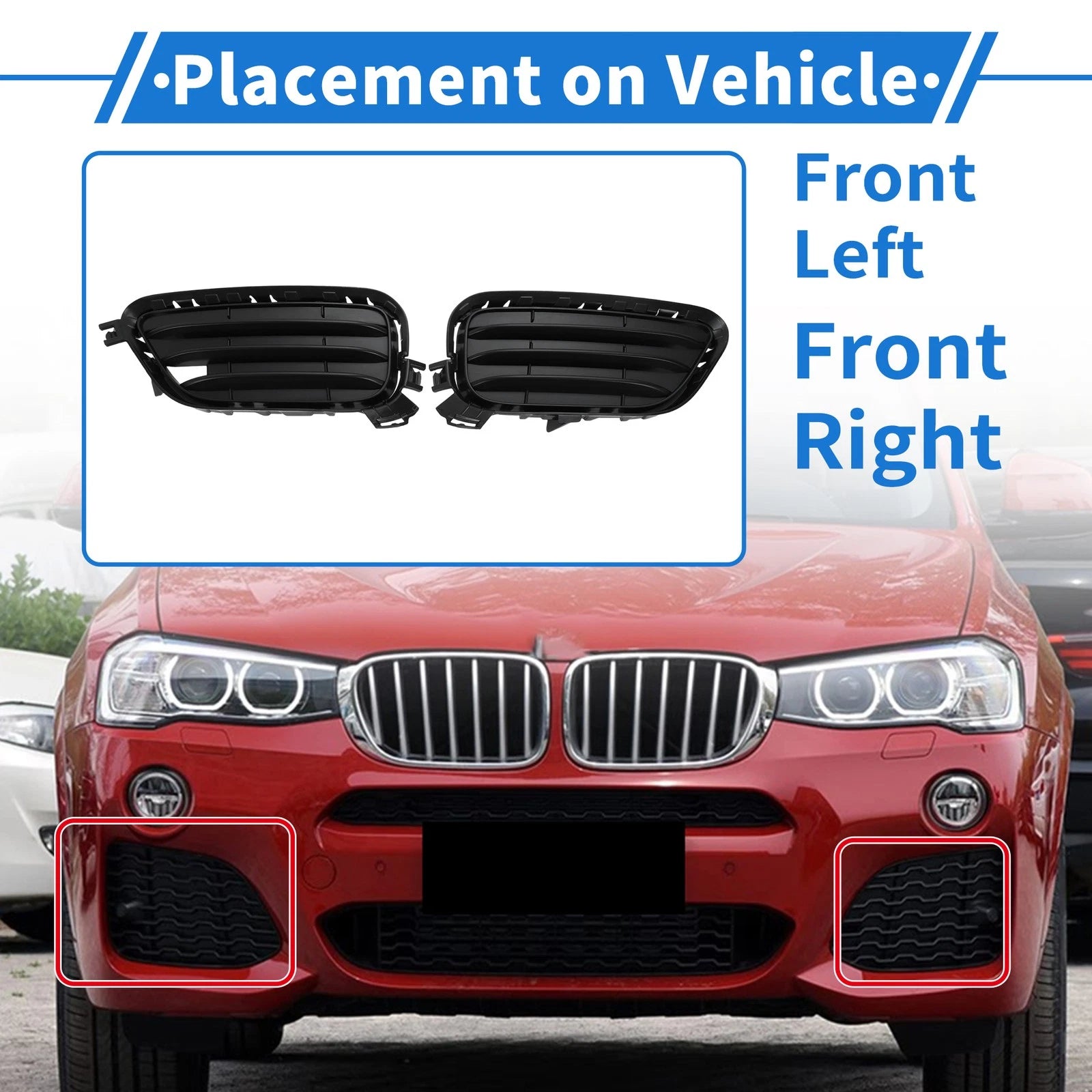 Front Bumper Fog Light Cover No 51117338513 for BMW X3 (2011–2017) Pair
