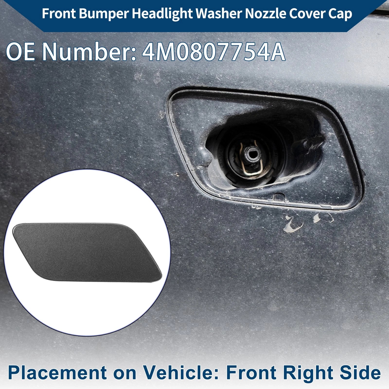 Front Right Washer Nozzle Cover Cap for Audi Q7 (2016–2021) Gray