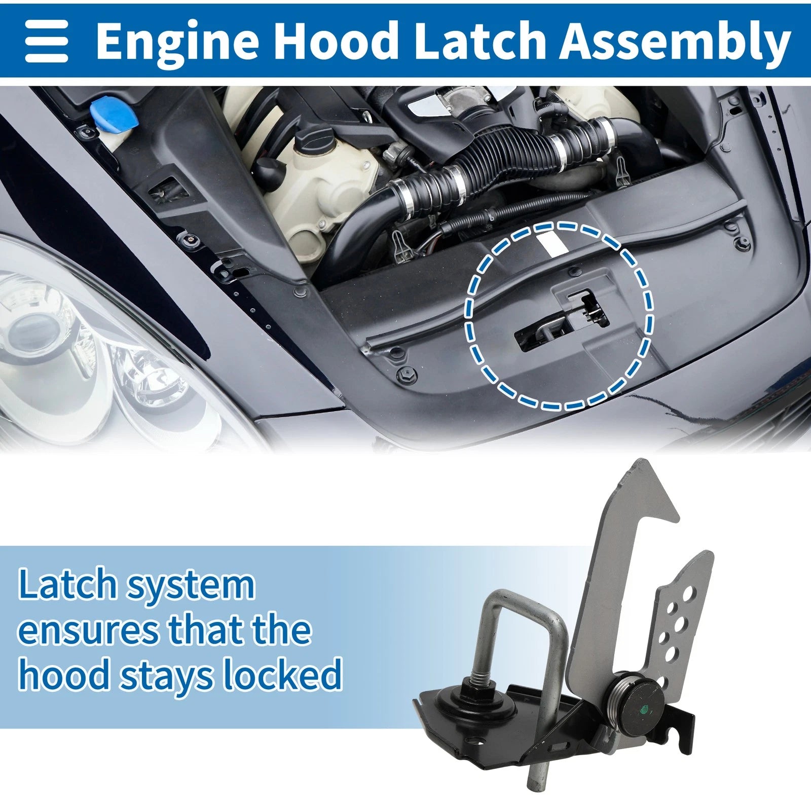 Hood Latch Assembly Replacement for BMW 528i 2009–2011 L6 3.0L