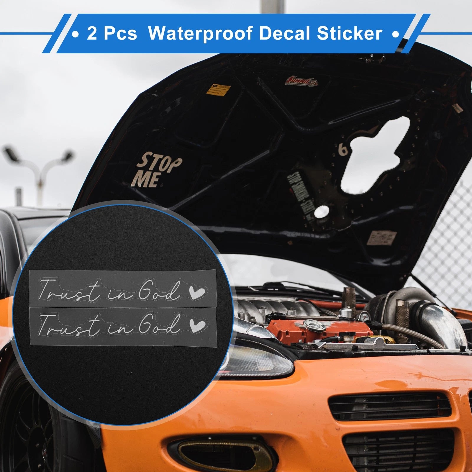 2Pcs Trust in God Pattern Car Bumper Sticker Decal for Universal (10x1.5cm)
