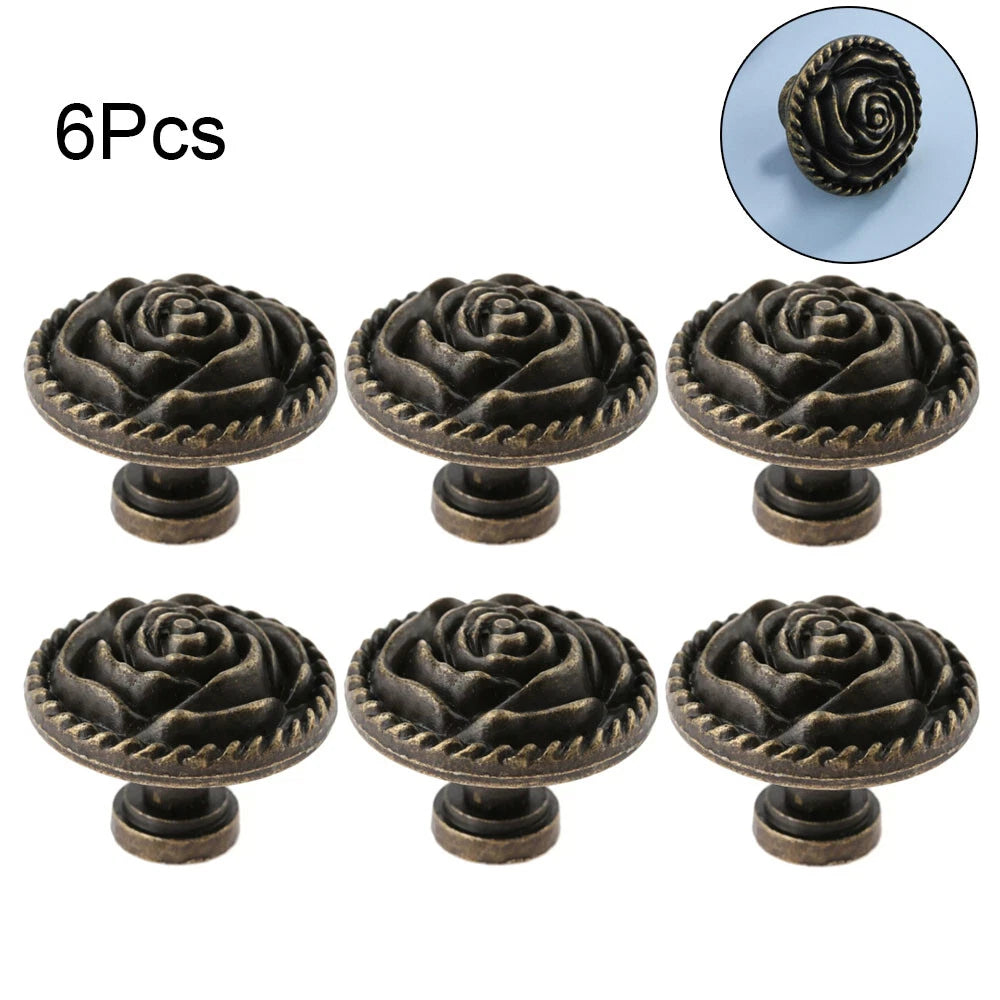 6X Flower Shape Drawer Knob Pull Handle for Kitchen Cabinet