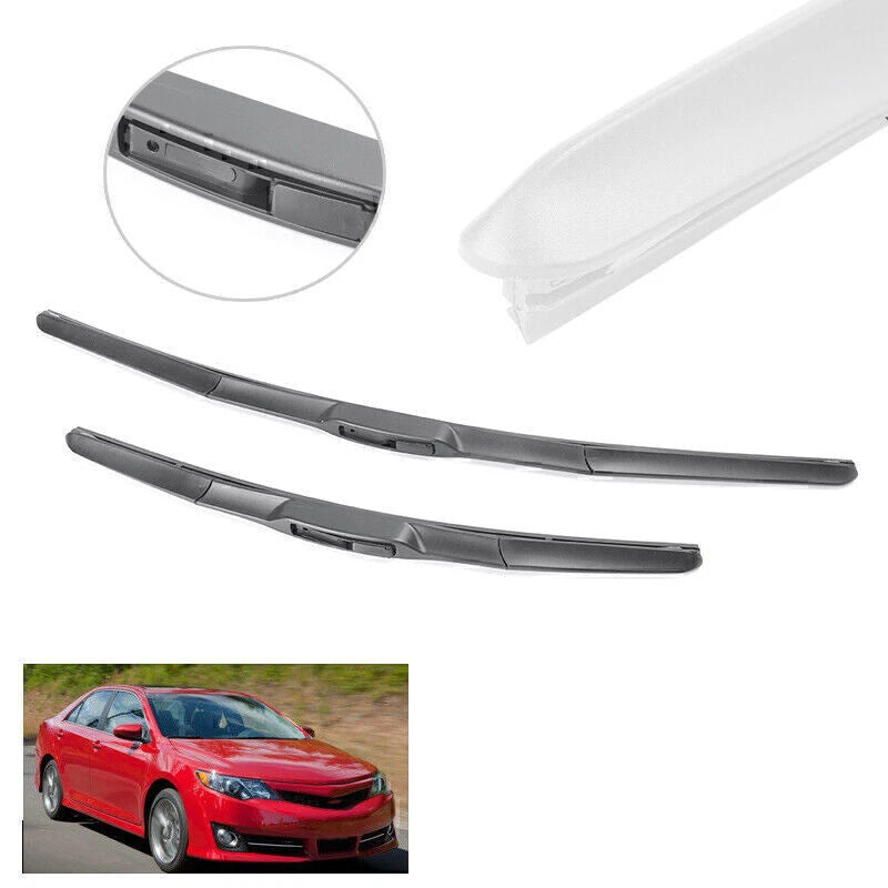 Set of 2 Bracketless Front Windshield Wiper Blades for Toyota Camry (2012–2017)